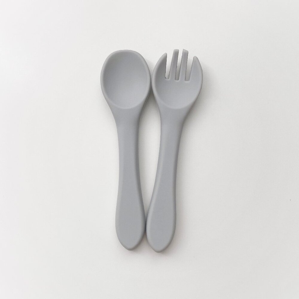 NEW Silicone baby spoon and fork utensil set